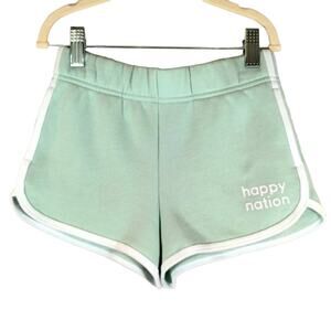 L Happy Nation Little Girl Mint Green White Lounge Fleece Lined Shorts NWT S 7/8